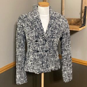 Avenue Montaigne Paris black & white tweed jacket with slouch hood size 3